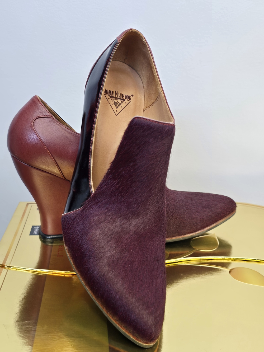 John Fluevog Elegant Conversations Kendra Burgundy Heels Size 8
